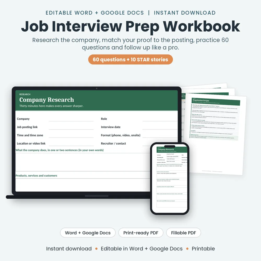 Job Interview Prep Workbook preview